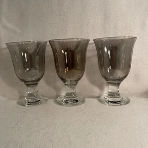 Vtg Smokey Glass Wine/ Water Goblets- Short Stem Set 3 - Picture 1 of 4