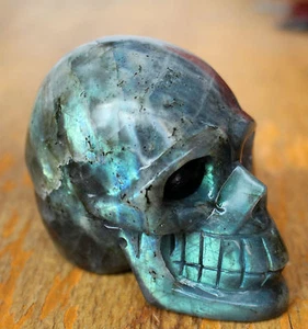 488 g NATURAL Flash Labradorita Gran Brillo/Fuego Tallado Calavera Curación 1 - Imagen 1 de 11
