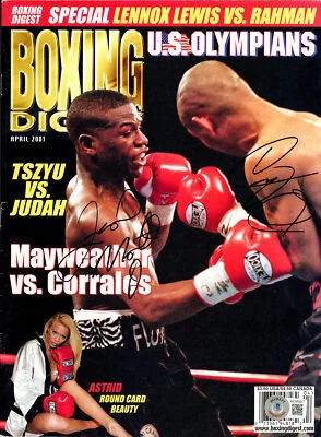 Floyd Mayweather Jr. & Diego Corrales Autographed Boxing Digest Magazine Beckett - Image 1 of 3