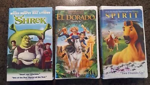 Three Dreamworks VHS Movies: Spirit, Shrek, Road To El Dorado - Picture 1 of 3