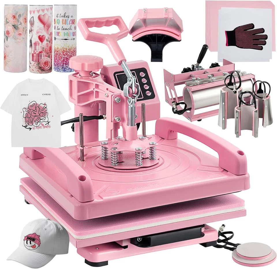VEVOR 8IN1 T-Shirt Heat Press Transfer Machine 15"x15" Sublimation Swing Away