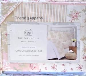 Shabby Chic Farmhouse,Rachel Ashwell Patchwork Floral, Stripes QUEEN Sheet Set - Picture 1 of 7