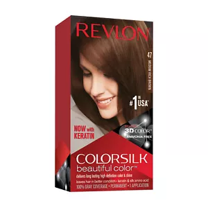 Revlon ColorSilk Beautiful Hair Color Medium Brown Keratin Long Last 1 Ct 2 Pack - Picture 1 of 4