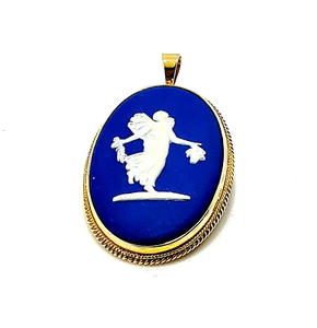 Colgante/broche de jaspe azul oro amarillo de 9 quilates con sello distintivo - Imagen 1 de 2