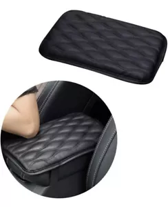Car Armrest Pad Cover Center Console Black Cushion Mat PU Leather Soft Protector - Picture 1 of 7