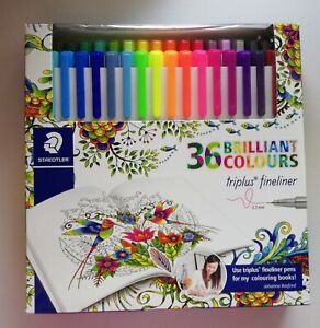 Staedtler Brilliant Colors Assorted triplus fineliner sketching pens 36 piece se