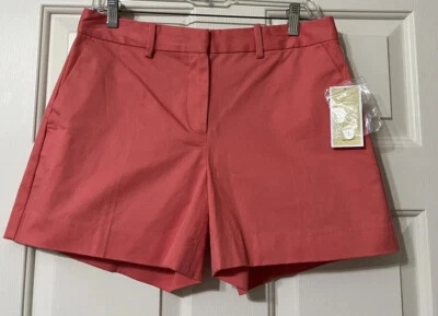 NUEVO CON ETIQUETAS Michael Kors Talla 6 Coral Frente Plano Chino Pantalones Cortos Mujer $74 Foto 1 de 4