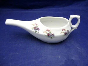  VINTAGE INVALID FEEDER W SMALL FLORALS DECOR ON BOTH SIDES - Picture 1 of 6