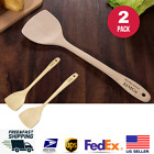 2X Wooden Cooking Spatula Non-Stick Pan Wok Turner Handcrafted Wood Kitchen