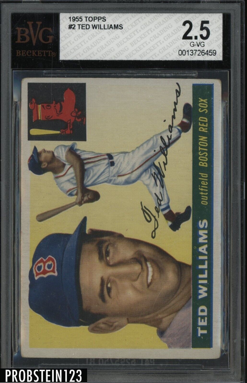 1955 Topps #2 Ted Williams Boston Red Sox HOF BVG 2.5