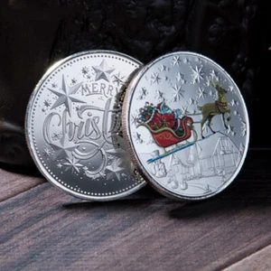 Souvenirs Commemorative Plated Silver Santa Claus Coin Souvenir Colored - Picture 1 of 3