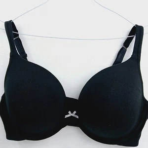 Lane Bryant Cacique Cotton Boost Plunge Underwire Push Up Black Bra 40DDD - Picture 1 of 10