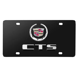 Cadillac CTS 3D Dual Logo Black Stainless Steel License Plate - Picture 1 of 5