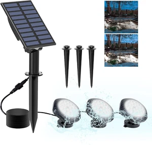 Solar Pond Lights, 18 LED Super Bright Underwater Spotlights LED Submersible Pon - Picture 1 of 12
