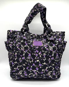 Marc by Marc Jacobs Workwear Tote Bag Floral Quilted Nylon Black Purple Print - Picture 1 of 8