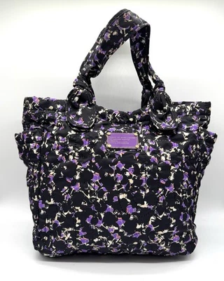 Bolso de Mano de Trabajo Marc by Marc Jacobs Acolchado Nylon Floral Negro Púrpura Estampado Foto 1 de 4