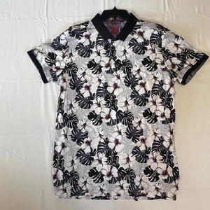 Au Noir Short Sleeve Polo Shirt Floral Blue Men's Size 7/3xl. - Picture 1 of 11
