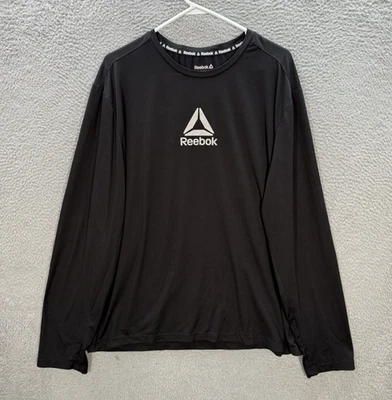 Camisa Reebok Adulto 3XL XXXL Negra Rendimiento Elastizada Manga Larga Cuello Para Hombre Foto 1 de 4