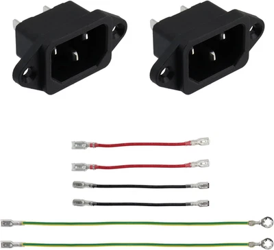 Antrader 2Pcs IEC 320 C14 Male 3 Pins Screw Mount Inlet AC Power Plug Adapter Co - Image 1 of 4