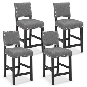 Rivet Kitchen Island Stool Counter Height Set of 4 with Solid Rubber Wood Frame - Picture 1 of 7