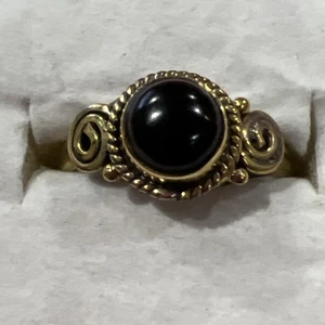Brass Ring Size 9 Black Stone - Bild 1 von 11