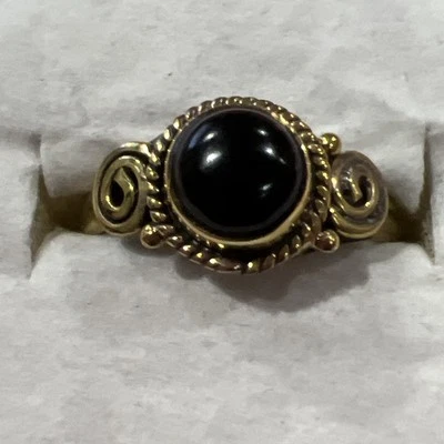 Anel de latão tamanho 9 pedra preta  - Imagem 1 de 4