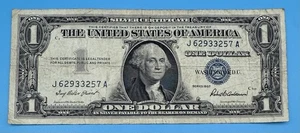One Dollar 1957 $1 Blue Seal Silver Certificate Note Serial: J 62933257 A - Picture 1 of 2