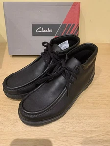 NEW CLARKS MENDIP LOOP OLDER BOYS BLACK LEATHER SCHOOL ANKLE BOOTS SIZE 3 F - Picture 1 of 4