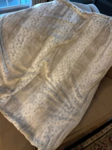 West Elm Faux Fur Ombre Throw White Taupe Cozy Blanket 47"x60" - Picture 1 of 6