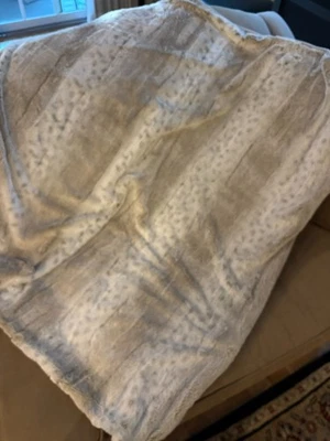 West Elm Faux Fur Ombre Throw White Taupe Cozy Blanket 47"x60" - Image 1 of 4