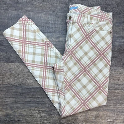 J. McLaughlin Mujer 6 Lexi Jean Diamante Estampado A Cuadros Rosa Marrón Marfil Tiro Medio Foto 1 de 4