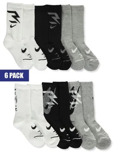 Nike Girls' Russell Wilson 6-Pack Crew Socks Color: white Size: 7 - 9 - Picture 1 of 1
