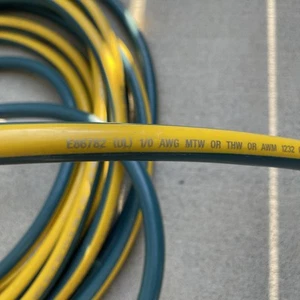 55 FT #1 AWG WELDING BATTERY CABLE YELLOW / GREEN 600V SOLAR 105c - Picture 1 of 6