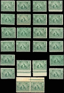 US SCOTT #328 NH LOT of 24 Founding of Jamestown, Capt. John Smith, SCV 1560 $! - Bild 1 von 1