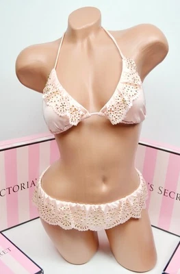 Traje de baño Victoria’s Secret Bikini Triángulo RARO 2013 Euphoria Rosa Volantes M Nuevo Foto 1 de 4