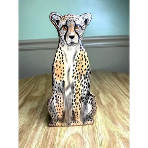 Nina’s Ark Keramik Gepard Vase - signiert Animal Art Pottery - Leopardenmuster - Bild 1 von 7