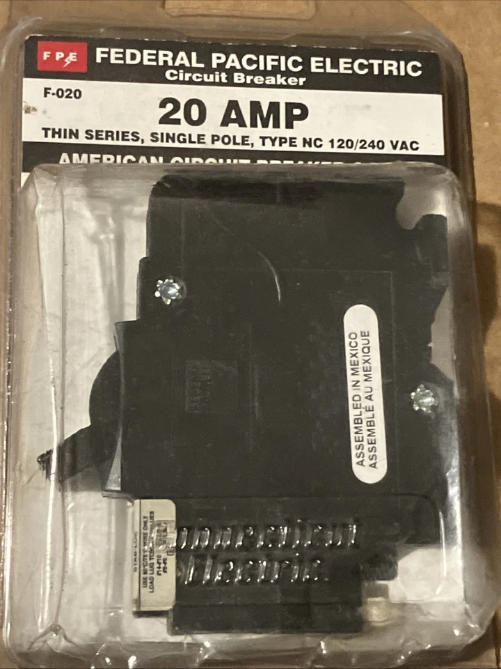NC120 NC 020 FPE 20A 1P Stab-Lok Thin Federal Pioneer Pacific F020 Black Handle - Image 1 of 4