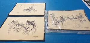 Vintage 1971 Lot 4 frühe Eskimo Original Tischset Kunst von Maryse - Bild 1 von 9