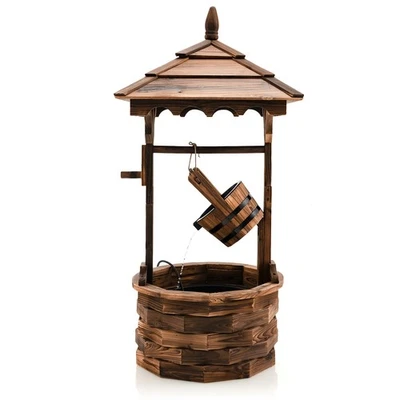 Rustic Wishing Well Fountain Outdoor Patio Wooden Water Fountain w/Electric Pump - Image 1 of 4