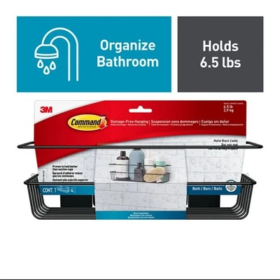 Command Matte Black Shower Caddy w/ Water-Resistant Strips 6.5 lb - Image 1 of 4