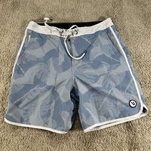 Vuori Boardshorts Mens 30 Blue Gray Abstract Swim Trunks Quick-Dry Stretch Surf - Picture 1 of 9