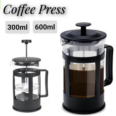 Coffee plunger Glass French Coffee Press with Stainless Steel Filter 300ml 600ml - Image 1 of 4