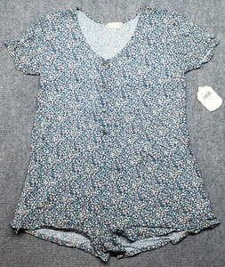Pagliaccetto Altard State donna blu medio avorio corallo floreale bottoni davanti made USA - Foto 1 di 9
