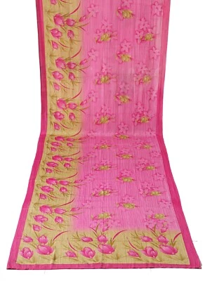Vestido de seda estampado floral sari indio vintage artesanal Bollywood rosa sari 5 yardas Foto 1 de 3