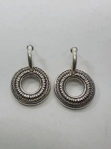 Brighton TUNISIA Post Drop Dangle Round Silver Earrings No Backs MSRP $48 - Picture 1 of 5