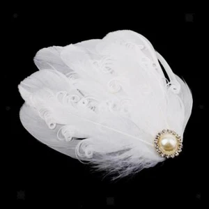 White Feather Headdress Fascinator Hair Clip Wedding Bridal Hair Accessory S - Picture 1 of 12