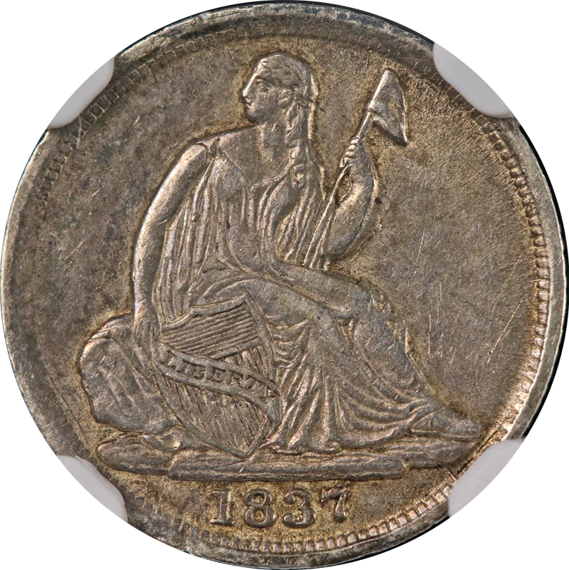 1837 Seated Liberty Half Dime Small Date NGC AU55 Great Eye Appeal Strong Strike - Image 1 of 4