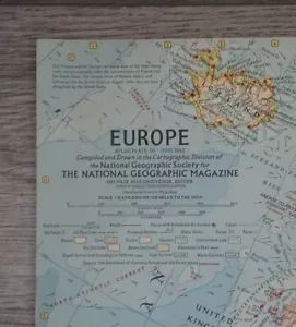 1962 Europe National Geographic Vintage Wall Map 19x25" 1960's - Picture 1 of 11