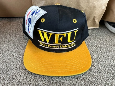 Wake Forest Demon Deacons Hat The Game Bar Snapback Cap Black Yellow jersey VTG Cover