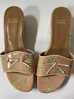 VTG STUART WEITZMAN Dalmatian Vinyl/wood Clog Sandals Made In Spain Size 7 - Image 1 of 4